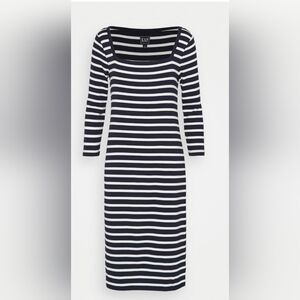 GAP Navy & White Striped Scoop-Neck Midi Dress